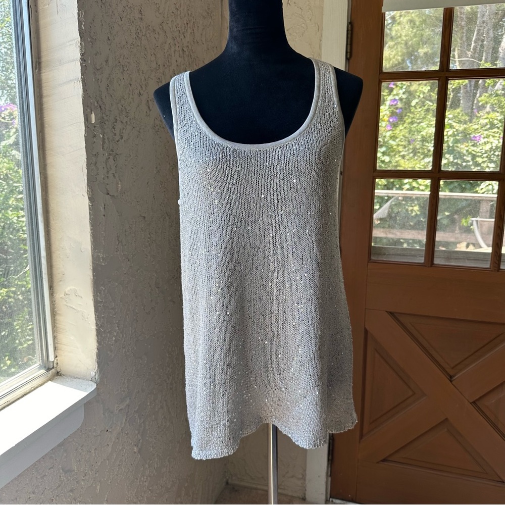 Matty M Silver Sequin Tank Top